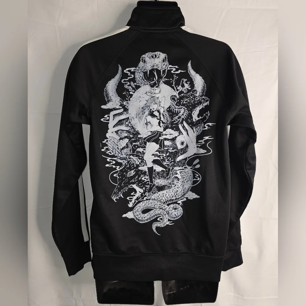 Bad Habit Omocat Black Track Jacket Screen Printed Size Medium CJ-2644 - Picture 7 of 11
